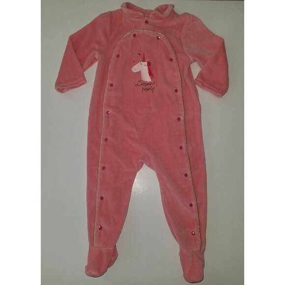 Tape A L'Oeil Pink Footie Sleeper Licorne Party Baby Girl 12 Months Unicorn - Picture 1 of 9